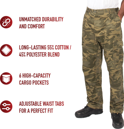Coyote Camo - Tactical BDU Pants Cargo Fatigues - Poly/Cotton Twill - Button Fly
