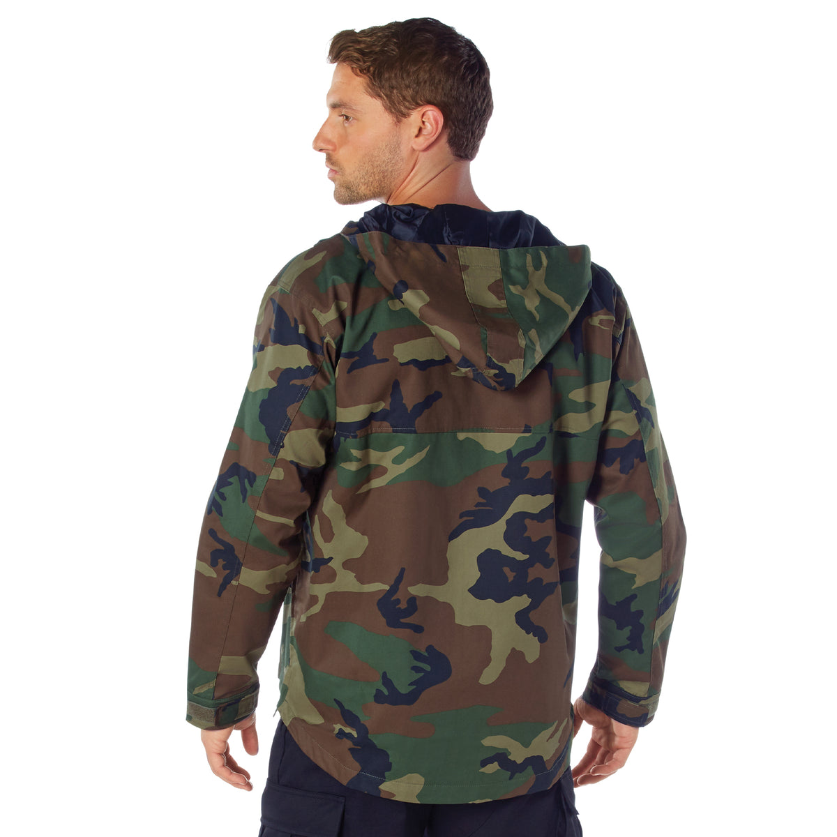 Woodland Camouflage Anorak Parka Tactical Quarter Zip Jacket Military Pullover Windbreaker