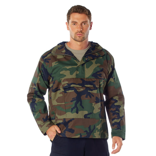 Woodland Camouflage Anorak Parka Tactical Quarter Zip Jacket Military Pullover Windbreaker