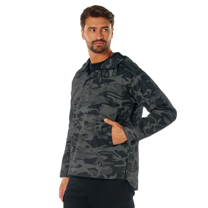 Black Camouflage Anorak Parka Tactical Quarter Zip Jacket Military Pullover Windbreaker