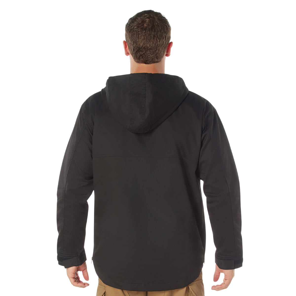 Black Anorak Parka Tactical Quarter Zip Jacket Military Pullover Windbreaker