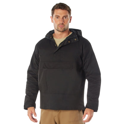 Black Anorak Parka Tactical Quarter Zip Jacket Military Pullover Windbreaker