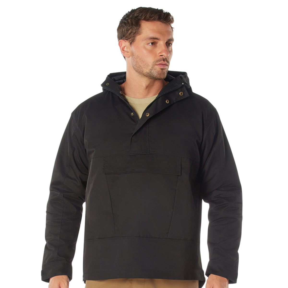 Black Anorak Parka Tactical Quarter Zip Jacket Military Pullover Windbreaker
