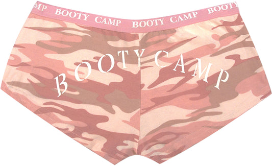 Baby Pink Camouflage Women’s “Booty Camp” Booty Shorts – Cotton Spandex Lounge Shorts