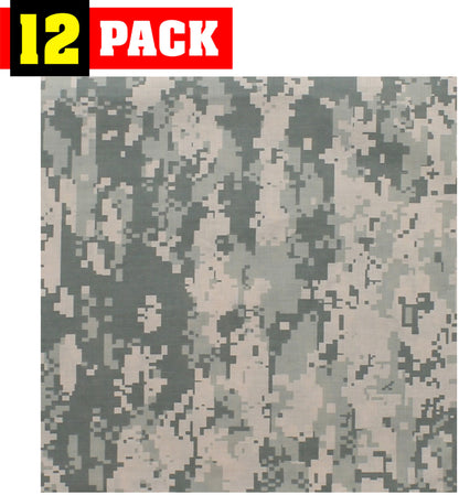 12 Pack Camo Military Bandanas, Army Camouflage Headwraps, Military Head Scarves Do-rags 100% Cotton Bandanna Covers