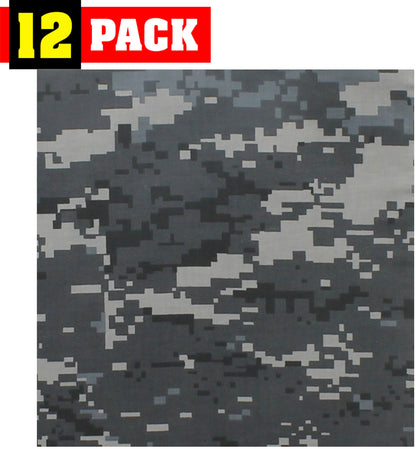 12 Pack Camo Military Bandanas, Army Camouflage Headwraps, Military Head Scarves Do-rags 100% Cotton Bandanna Covers