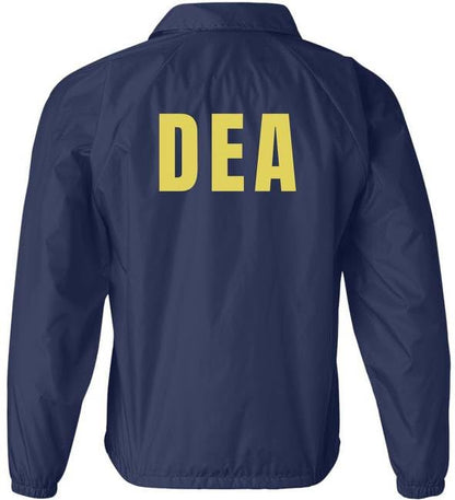 DEA Lightweight Coaches Jacket Drug Enforcement Windbreaker Waterproof Administration Coat - Costume