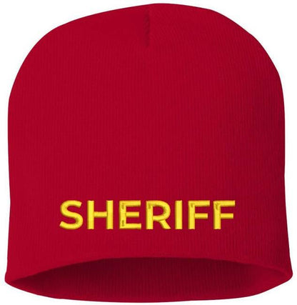 Sheriff Embroidered Skull Cap | 100% Acrylic Knit Police Winter Warm Beanie Hat
