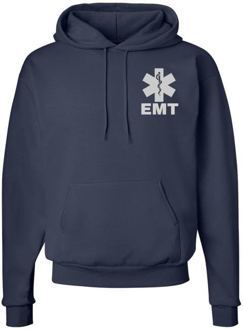 EMT Hoodie Emergency Medical Technician First Responder AMBU Double Sided Hooded Sweatshirt
