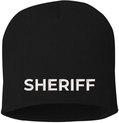 Sheriff Embroidered Skull Cap | 100% Acrylic Knit Police Winter Warm Beanie Hat