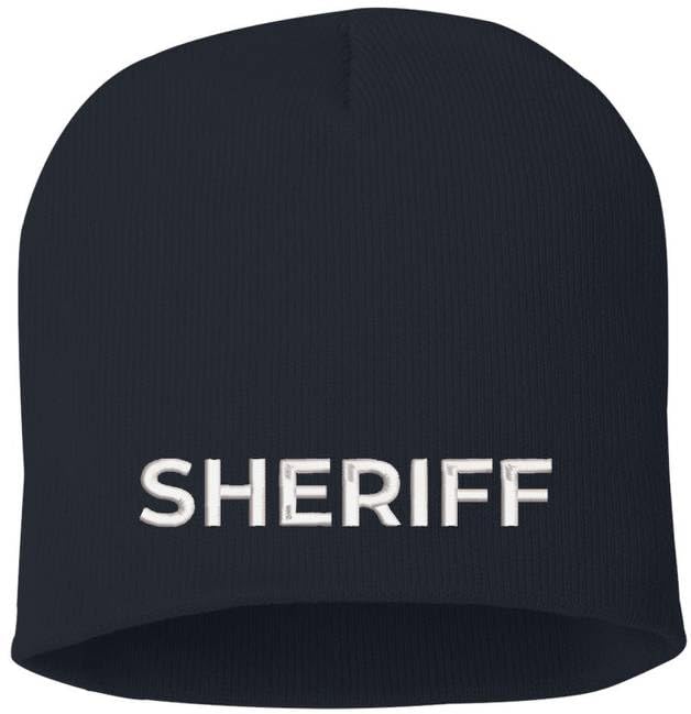 Sheriff Embroidered Skull Cap | 100% Acrylic Knit Police Winter Warm Beanie Hat