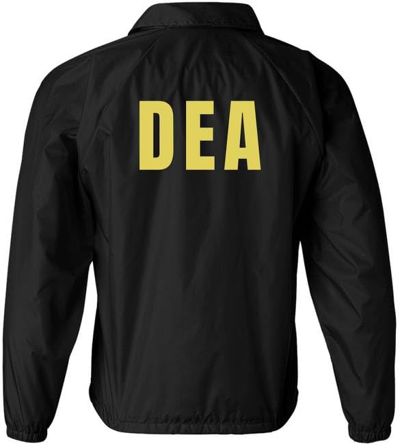 DEA Lightweight Coaches Jacket Drug Enforcement Windbreaker Waterproof Administration Coat - Costume