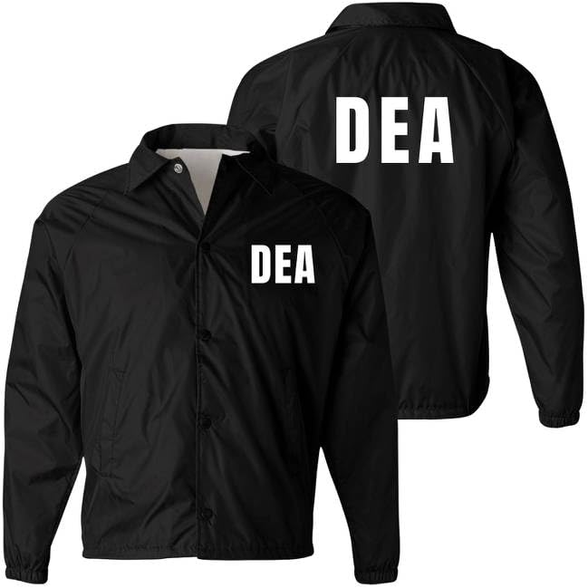 DEA Lightweight Coaches Jacket Drug Enforcement Windbreaker Waterproof Administration Coat - Costume