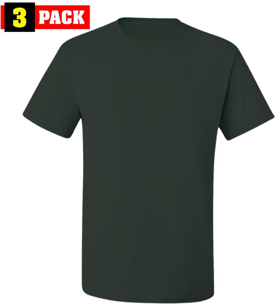 Solid Color Military Style T-Shirts | Poly/Cotton Army Short Sleeve Crewneck Tee Shirts | 3 Pack