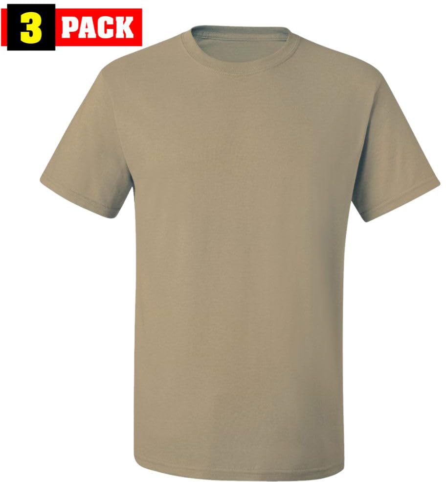 Solid Color Military Style T-Shirts | Poly/Cotton Army Short Sleeve Crewneck Tee Shirts | 3 Pack