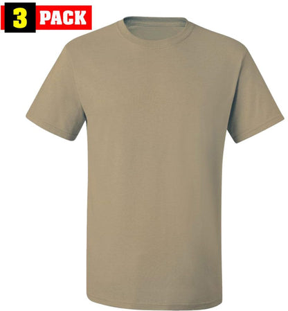 Solid Color Military Style T-Shirts | Poly/Cotton Army Short Sleeve Crewneck Tee Shirts | 3 Pack