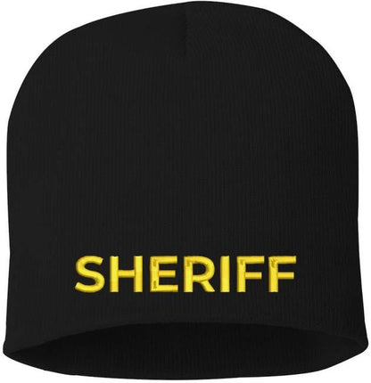 Sheriff Embroidered Skull Cap | 100% Acrylic Knit Police Winter Warm Beanie Hat