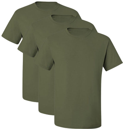 Solid Color Military Style T-Shirts | Poly/Cotton Army Short Sleeve Crewneck Tee Shirts | 3 Pack