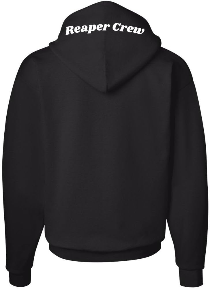 Reaper Crew Embroidered Hoodie Grim Reaper Hood Design Unisex Hooded Sweatshirt, Black