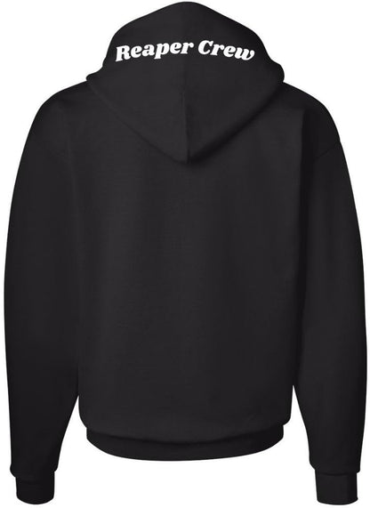 Reaper Crew Embroidered Hoodie Grim Reaper Hood Design Unisex Hooded Sweatshirt, Black