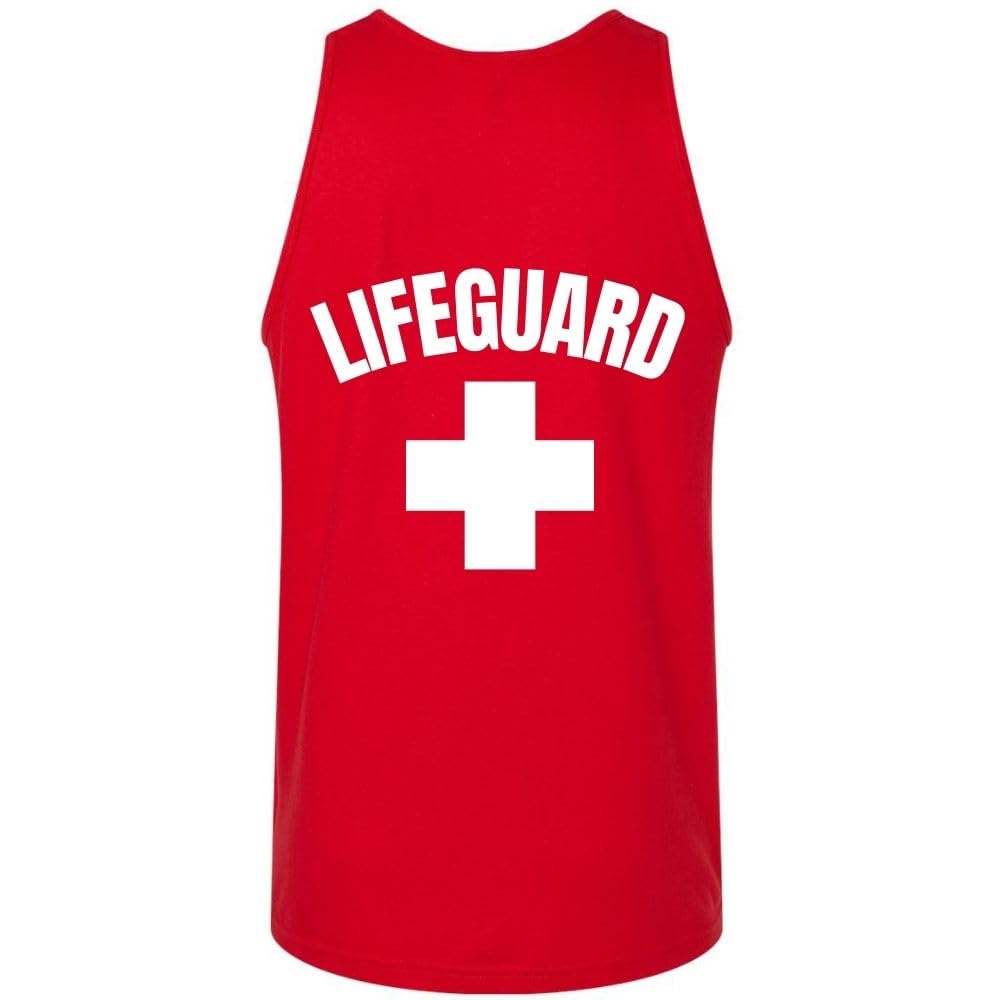 Lifeguard White Cross Printed Unisex Tank Top - Water Safety Rescue Watch Tank Tee