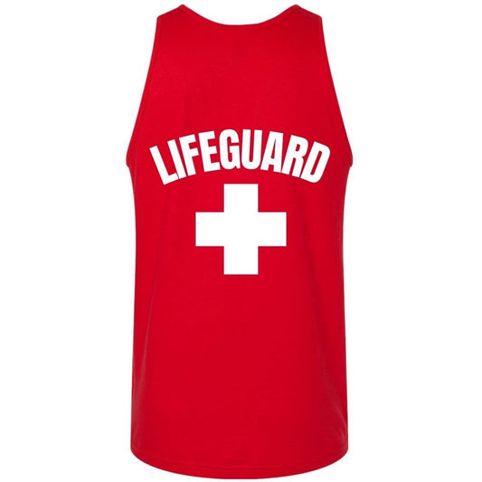 Lifeguard White Cross Printed Unisex Tank Top - Water Safety Rescue Watch Tank Tee