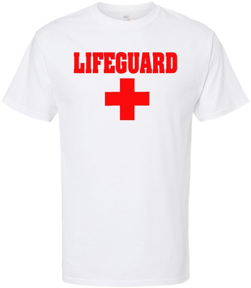 Lifeguard Cross + T-Shirt - Printed Short Sleeve Soft Cotton Premium Unisex Life Guard Pool Watch Safety Tee