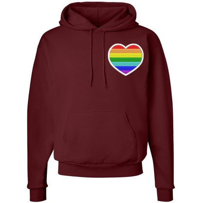 Rainbow Heart Pullover Hoodie LGBTQ+ Pride Fashion Gender Neutral Love All Colorful Embroidered Sweatshirt