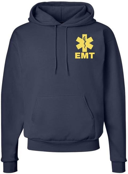 EMT Hoodie Emergency Medical Technician First Responder AMBU Double Sided Hooded Sweatshirt