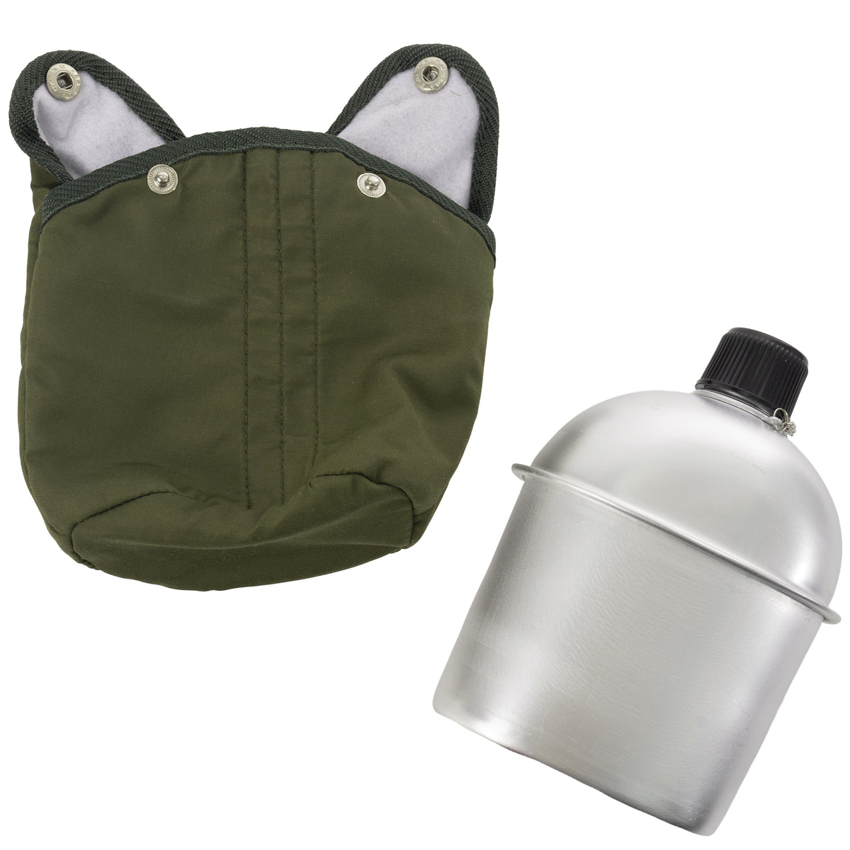 Aluminum Military GI Style 1 Quart Canteen with Olive Drab Cover