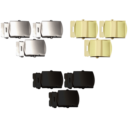 Web Belt Replacement Buckle 1.25" Metal Sliding Roller Webbing Webbed Uniform 3 Pack