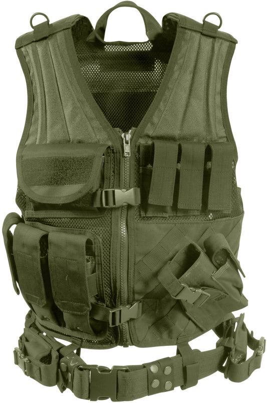 Olive Drab Cross Draw MOLLE Tactical Vest