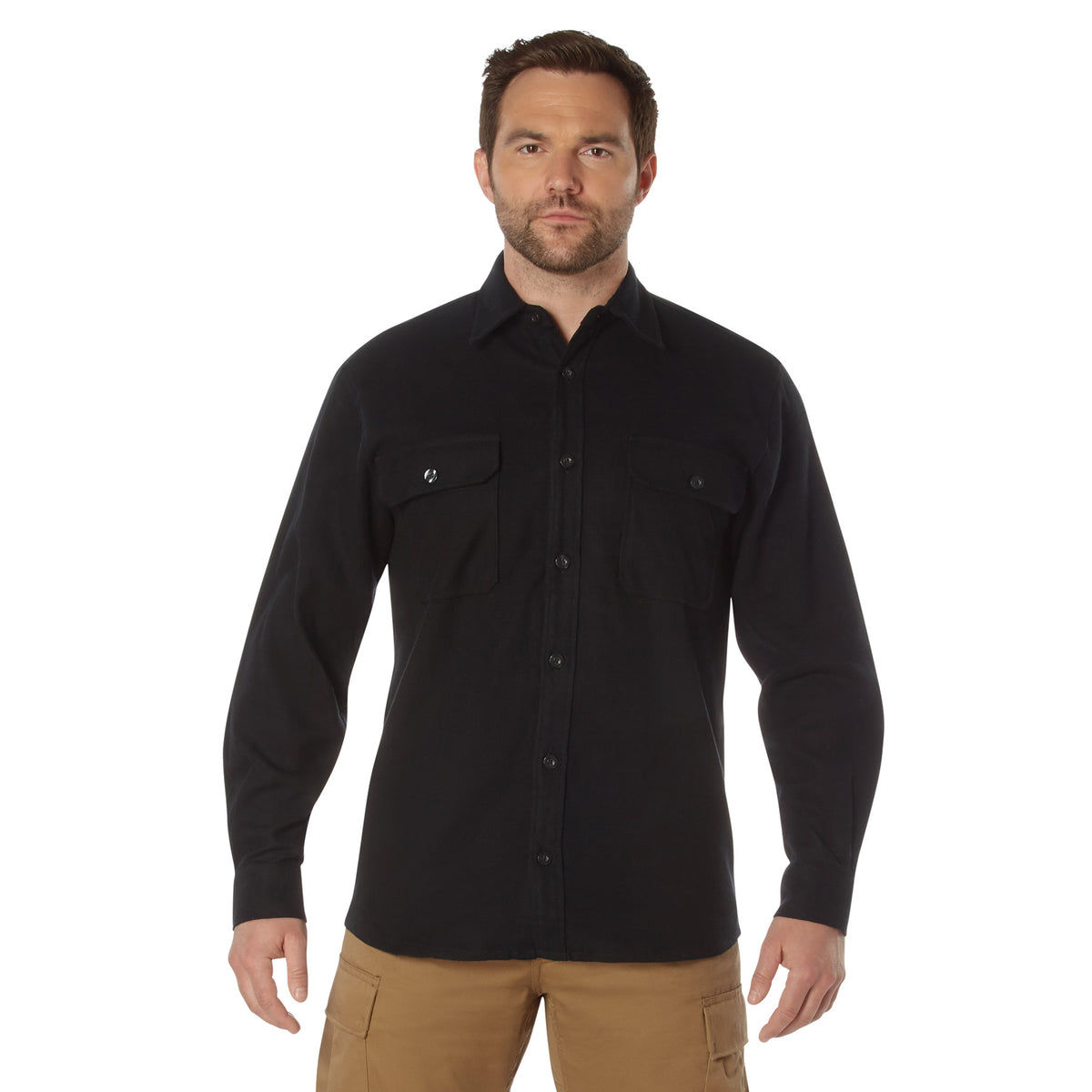 Black - Heavy Weight Solid Flannel Shirt