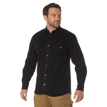 Black - Heavy Weight Solid Flannel Shirt