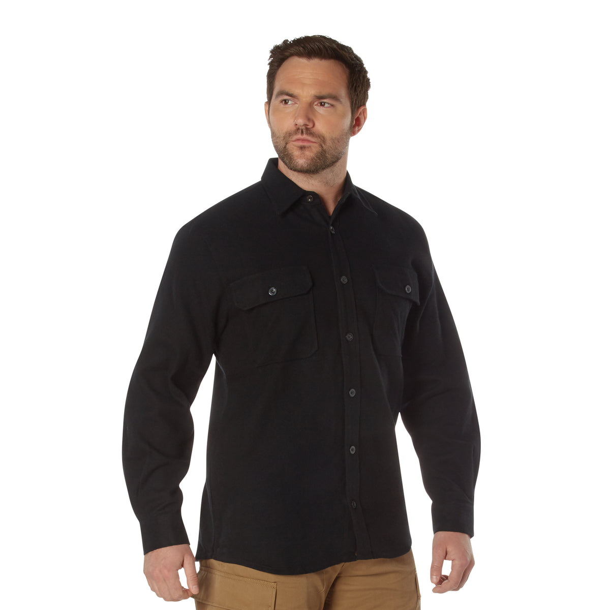 Black - Heavy Weight Solid Flannel Shirt