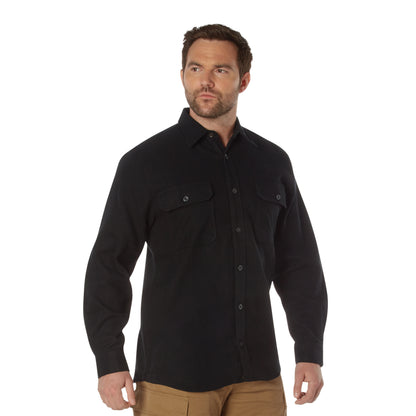 Black - Heavy Weight Solid Flannel Shirt