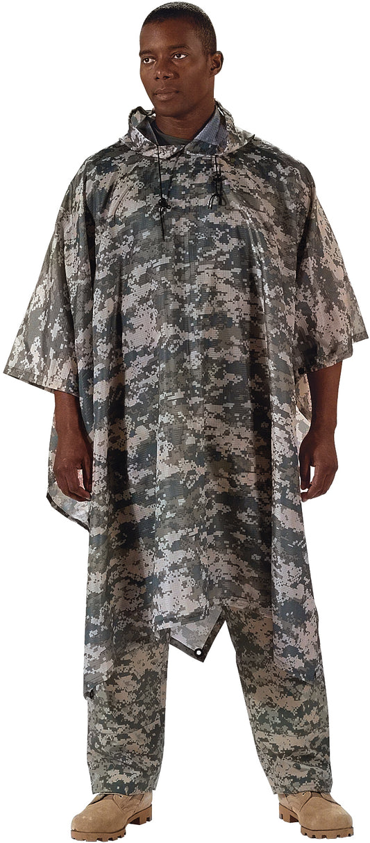 ACU Digital Camouflage - GI Enhanced Military Style Poncho - Polyester Ripstop