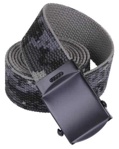 Subdued Urban Digital Camouflage - Military Web Belt with Black Buckle 54 in.
