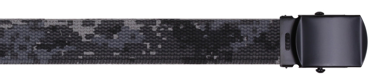 Subdued Urban Digital Camouflage - Military Web Belt with Black Buckle 54 in.