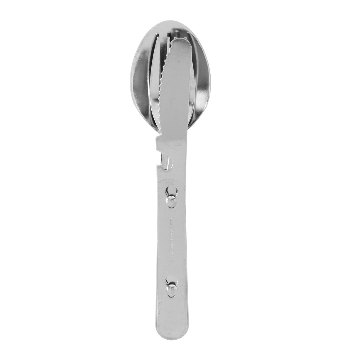 Military GI Style 3 Piece Chow Kit - Stainless Steel with Knife Fork Spoon
