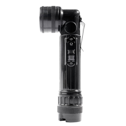Black GI Military Style C-Cell Anglehead Flashlight - Army Crookneck Tactical Light