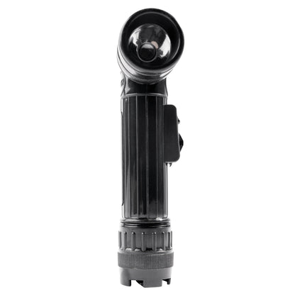 Black GI Military Style C-Cell Anglehead Flashlight - Army Crookneck Tactical Light