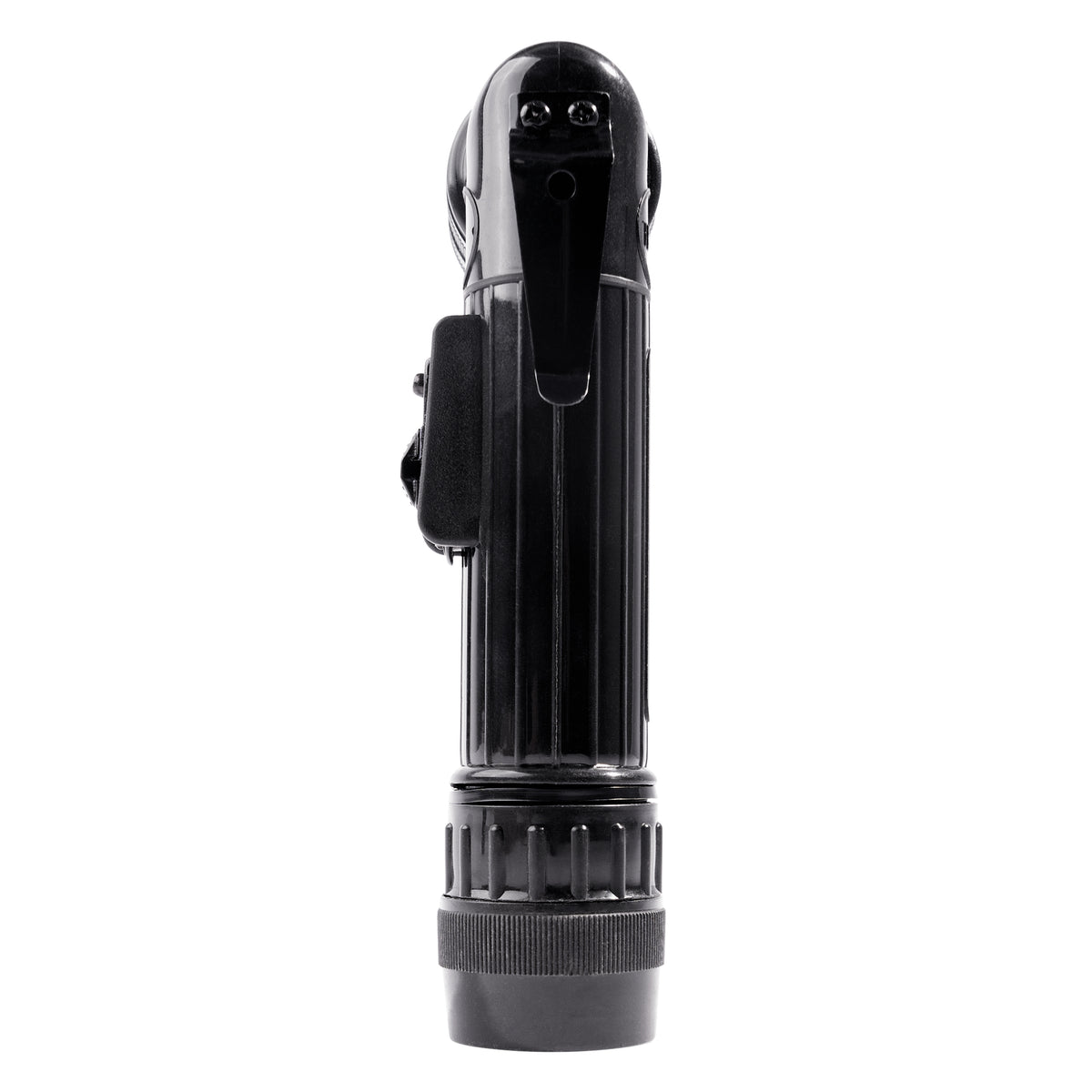 Black GI Military Style C-Cell Anglehead Flashlight - Army Crookneck Tactical Light