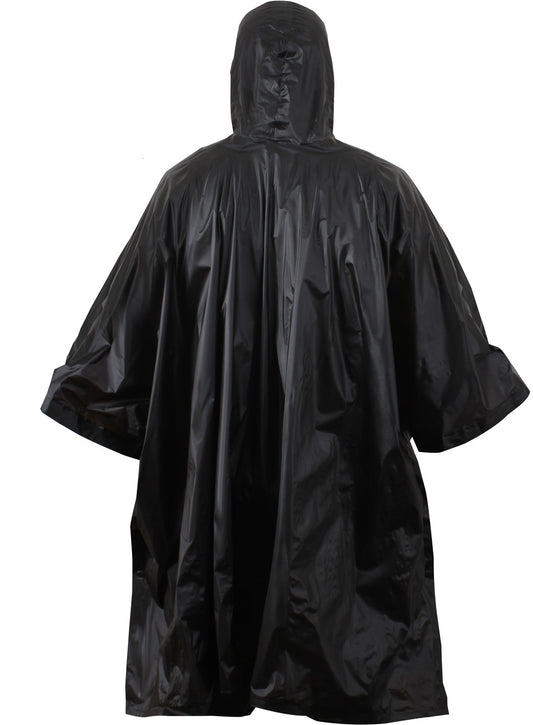 Black - GI Enhanced Military Style Poncho - Polyester Ripstop