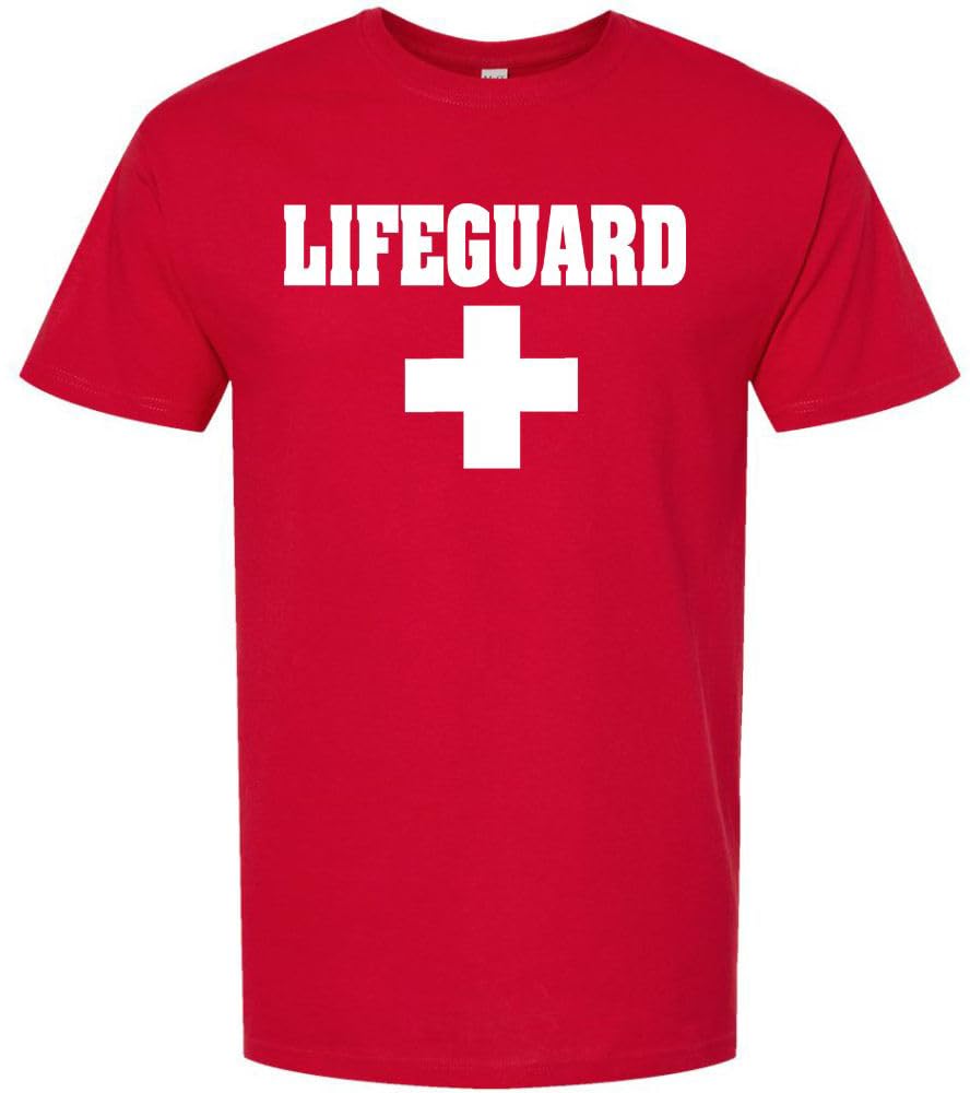 Lifeguard Cross + T-Shirt - Printed Short Sleeve Soft Cotton Premium Unisex Life Guard Pool Watch Safety Tee