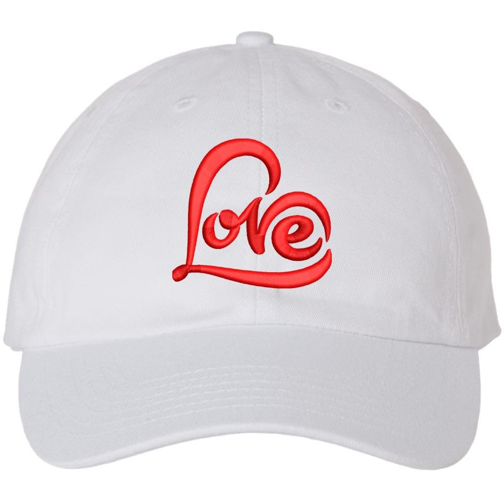 Love Heart Text Embroidered Hat | Mom Girlfriend Loved One Valentines Day Adjustable, Unstructured Dad Cap