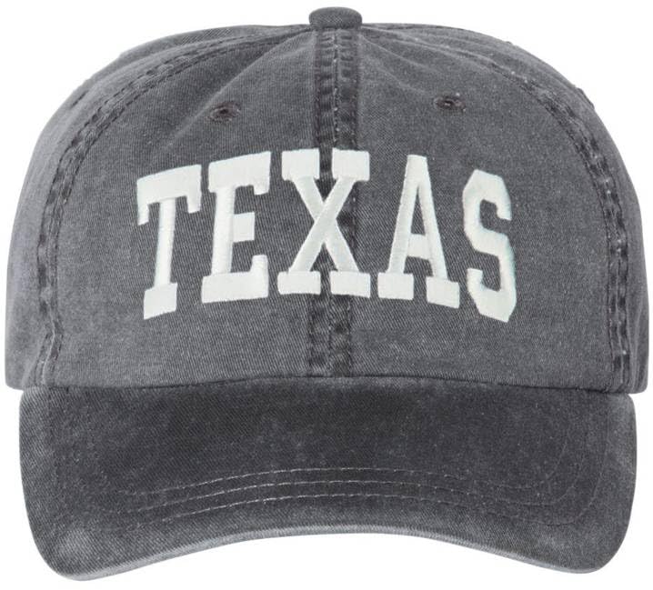 Texas Embroidered Vintage Dad Hat Large Embroidery State Text Name Washed Cotton Cap