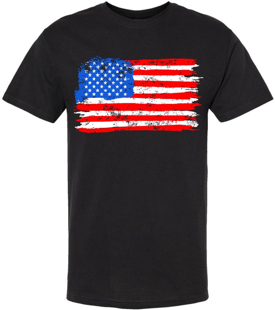 Black USA Flag Thin Line Short Sleeve T-Shirt Patriotic American Support First Responders Tee
