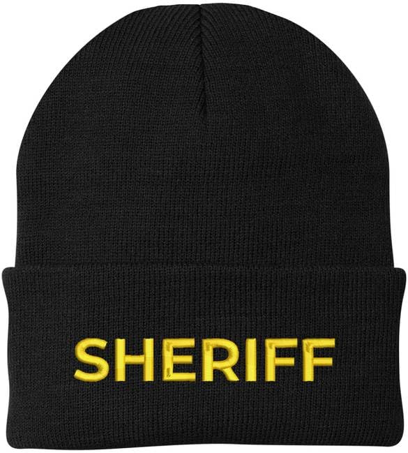 Sheriff Embroidered Beanie Hat USA Army Uniform Police 100% Acrylic Knit Winter Watch Cap