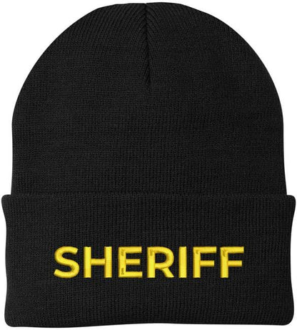 Sheriff Embroidered Beanie Hat USA Army Uniform Police 100% Acrylic Knit Winter Watch Cap
